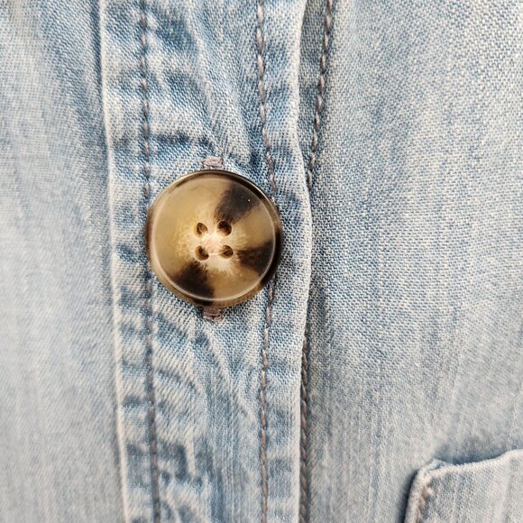 Harper Heritage Chambray Romper Long Roll-Up Sleeves Women's Size Small - Picture 8 of 16